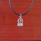 Equestrian Horse Hunter Jumper Over Brick Fence Charm Pendant with Black Cord