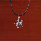 Polo Jewelry Rider Horse Pendant with Adjustable Black Cord,Equestrian Jewelry