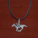 Horse Racing Jockey Pendant with adjustable black cord,Equestrian Jewelry