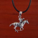Horse Racing Jockey Pendant with  adjustable black cord,Horse Race Jewelry