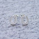 CZ in Horseshoe Stud Earrings ,Equestrian Sterling Silver,Horseshoe Jewelry