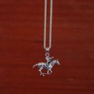 Horse Racing Jockey Pendant with 18" Chain Sterling Silver