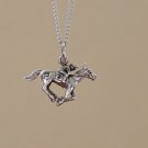 Horse Racing Jockey Pendant with 18" Chain ,Sterling Silver,Horse Race Jewelry
