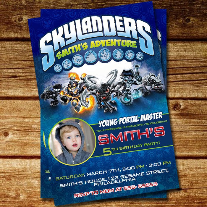 BD #126 Skylanders Dark Inspired Birthday invitation copy