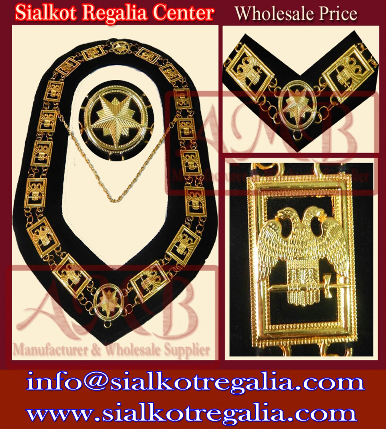 Masonic chain collar 32 degree gold