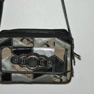 SOPHIA CAPERELLI black, silver handbag. 51% leather LOTS OF POCKETS 24'', 3'' 6"