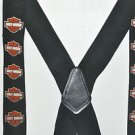 Harley-Davidson® Men's Bar & Shield Suspenders, Black/Orange. Elastic & One Size