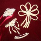 Wedding Pearl Style Hair Clip Bridal Brooch Jewelry Lot of 4 Acrylic and White