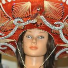 MEXICAN SOMBRERO HAT Red Silver Horseshoe Tassels Mariachi Band Cinco de Mayo