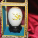 Vintage Chinese Hand Painted Egg Shell in Glass Case w/Long tail streamer Bird