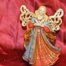 ANGEL STATUE WITH DOVE FIGURINE PORCELAIN 8''TALL 6''WIDE Pink and Polyresin