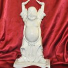 Buddha Chinese White Standing Happy Laugh Statue made of Resin 14"