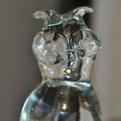 GLASS OWL FIGURINE 12" TALL CLEAR BLOWN MID CENTURY 7 1/2 LB.