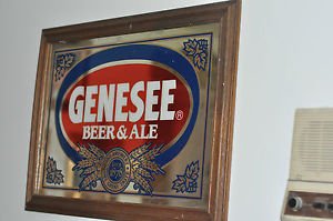 GENESEE Beer and Ale Mirror sign, Vintage 161/2'' by 221/2''