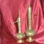 20th Century Hand Crafted Engraved Brass 2 Oil Pouring Ritual Pitchers 14.5"& 12