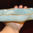 FIRE-KING WHITE MILK GLASS 3 SECTION SERVING BOWL WITH GOLD TRIMMING /OVEN WARE