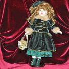 BRASS KEY INC Porcelain Doll 16" Little Golden Blond In Holiday Type Dress