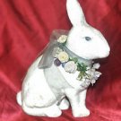 VINTAGE CERAMIC WHITE GLITTER RABBIT BUNNY EASTER
