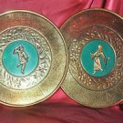 Oriental Decorative Plates 2 Metal  Wall Decor His and Hers.. 11" round