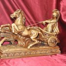 Large 13.5" Roman Warrior Chariot Horse Gladiator Ancient Marble Finish Statue
