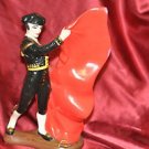 VINTAGE BULL FIGHTER WITH CAPE HAND PAINTED CERAMIC CRAFT 12" TALL