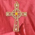 Faux Pearl/Crystal Crystal Cross Gold-Tone Faux Pearl 8"