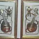 2 Wall Hanging Musical Instruments GOLD TONE From PHILIPPE Vintage 14'' by 81/2