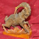 Wooden Handcrafted Carved 6" Male Sheep Ram Animal Figure Sculpture