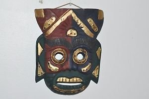 Mask Tiki Festive Multi colored wall decor man cave 9.5" X 7"