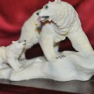 8.75 Inch Polar Bear Feeding her Cub on The Side Statue Figurine, White