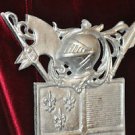 Hooded knight coat of arms 3D cast metal shield armor medieval style wall decor