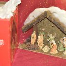 Trim A Home 9 Piece Nativity Set ~ Hand Painted Porcelain Figures Wooden Creche