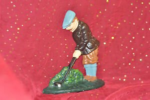 Cast Iron DOORSTOP Old Fashioned Golfer 8''Tall Door stopper and Multi-Color