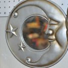 Silver Sleepy Head Half Moon Wall Mirror Contemporary, Mixed Materials Round and