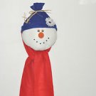 Snowman face,Hat with Scarf Wall hanging Decor Snow Head and Multi-Color Fabric