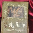 LARGE HOLY BIBLE  MASTER REFERENCE EDITION GREEN COVER ILLUSTRATED 1971