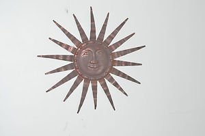 Sun Wall Hanging Art Sculpture Outdoor Home Decor Copper Patina Colored Metal 18