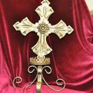 Metal Cross Single Candle Holder with Gothic Stand Candelabra and Gold