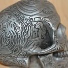 HEAD HUNTER ANCESTRAL HUMAN TROPHY RESIN SKULL SILVER