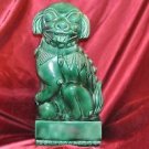 Chinese Green Glaze Hand Sculpted Foo Fu Lion Dog 15"