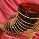 Glass Horn Vase in Rot Iron Leaf Holder