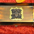 Jewelry Box Copper Tone Bull & Bear Holding a Shield Emblem Metal and