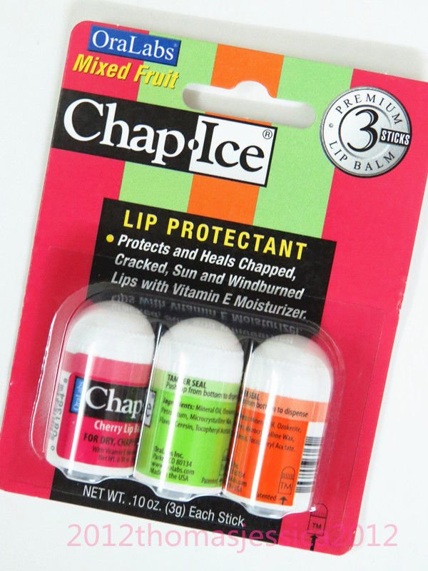 OraLabs Chap Ice Mixed Fruit Lip Balm 3 Stick X 3 Flavors