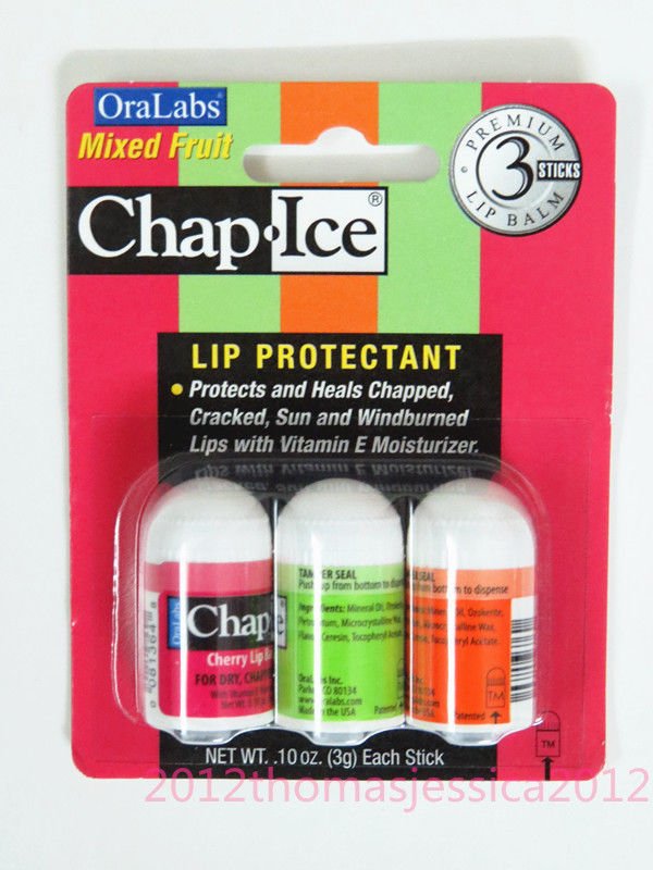 OraLabs Chap Ice Mixed Fruit Lip Balm 3 Stick X 3 Flavors