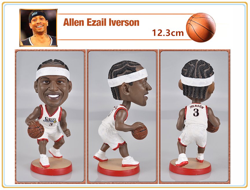 New!! Philadelphia 76ers #3 Allen Ezail Iverson Bobblehead Figure 12.3cm Tall