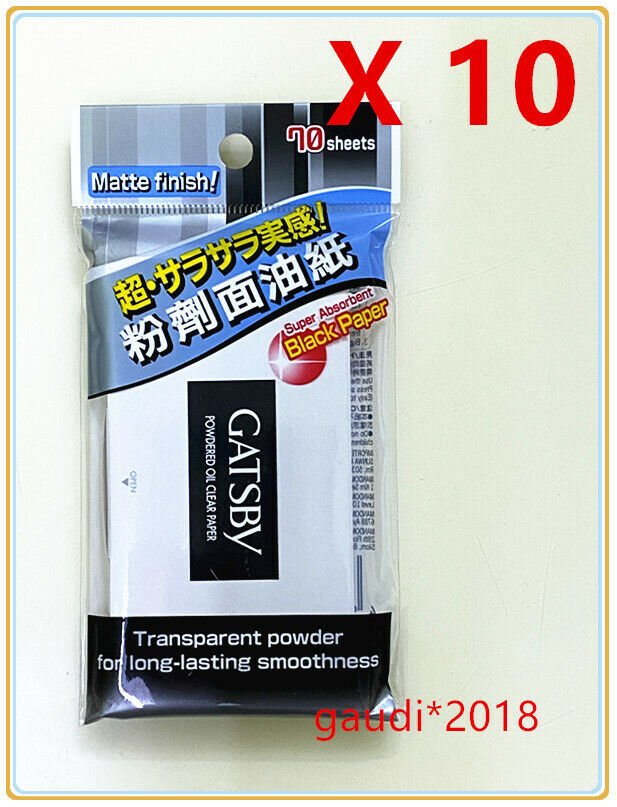 10 Packs Gatsby Powdered Oil Clear Paper Matte Finish, Super absorbent 70 Sheets