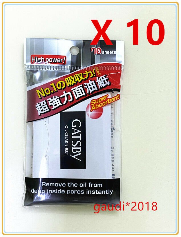(Pack of 10) Gatsby Oil Clear Sheet High power, Super absorbent 70 sheets