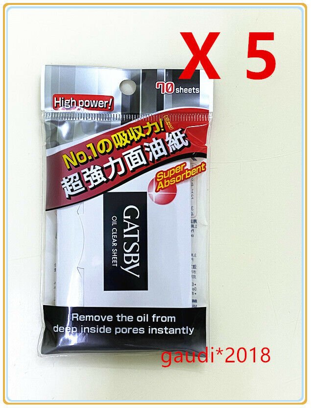 (Pack of 5) Gatsby Oil Clear Sheet High power, Super absorbent 70 sheets