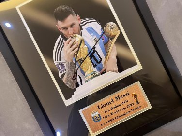 Messi signature replica photo frame, jersey decoration poster, gift