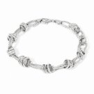 7.5 inches 925 Sterling Silver White gold Rhodium Multi Bar Link Hollow Chain Bracelet